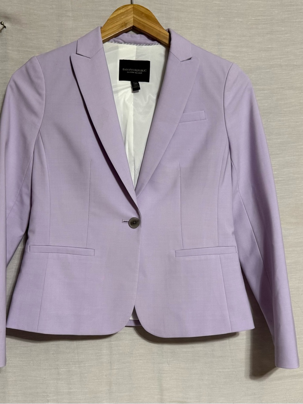 Banana Republic Classic Blazer Lavender Lilac Wool Blend 00 Petite NWOT